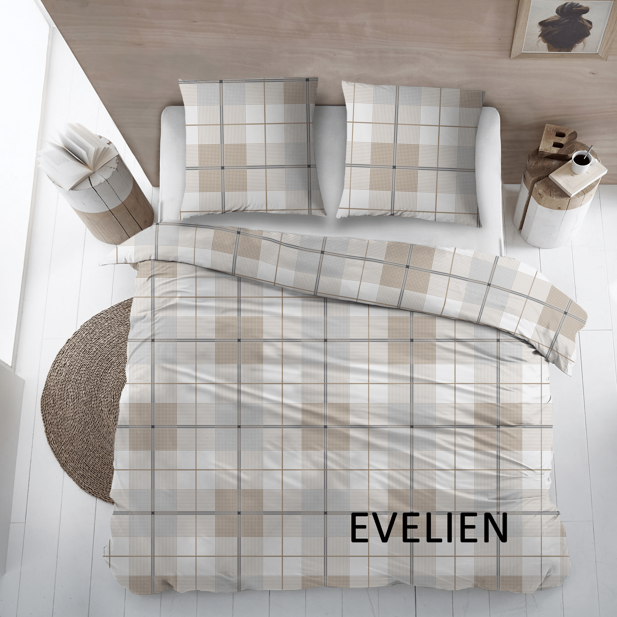 Sleepnight Dekbedovertrek Flanel Evelien Grijs Beige
