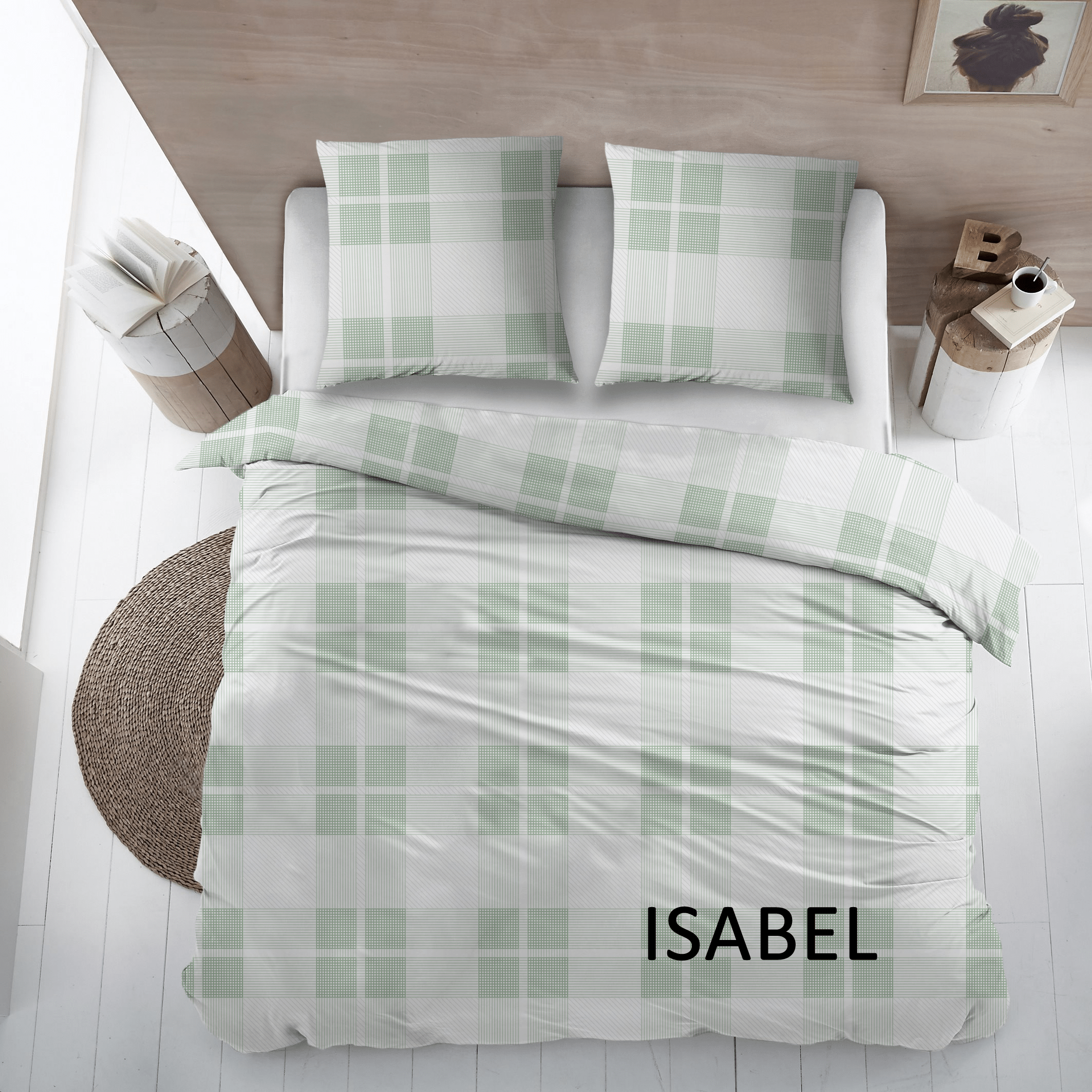 Sleepnight Dekbedovertrek Flanel Isabel Groen